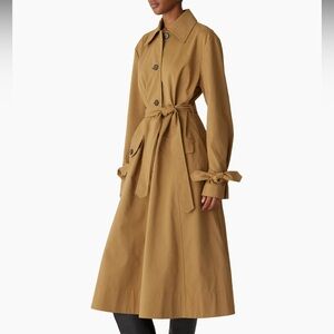 Rebecca Taylor Refined Sateen Trench Coat Brown Belted Trench Coat Small